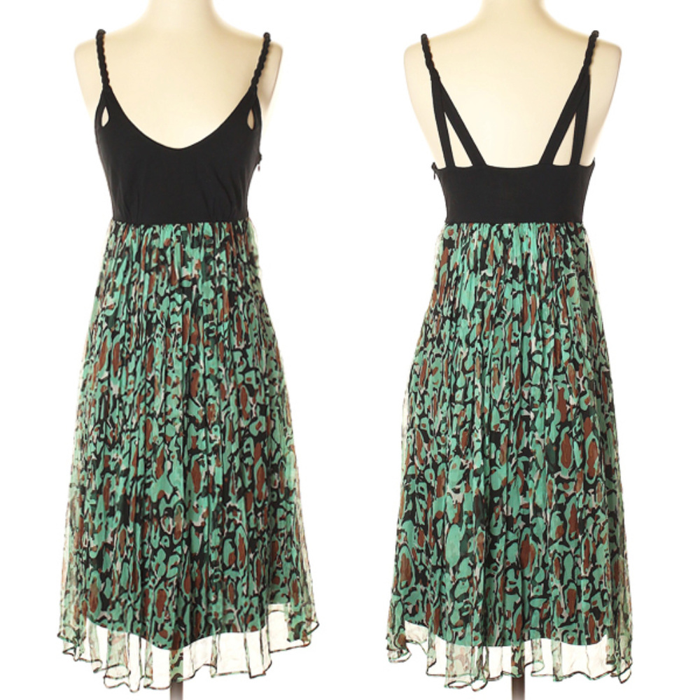 Quotation Teal Printed Silk Dress - Size 2